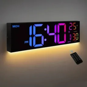 16.2" Large Display Digital Coloring Changing Wall Clock with Built-in Night Light