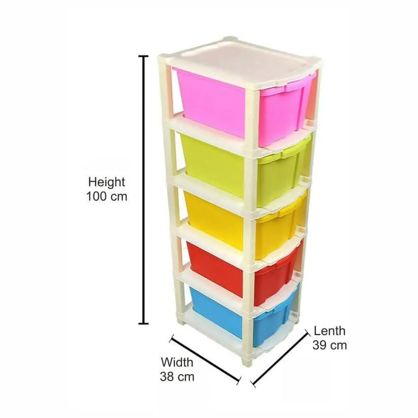 5 Layer Multipurpose Modular Draw Storage System for Home & Office (Multicolors)