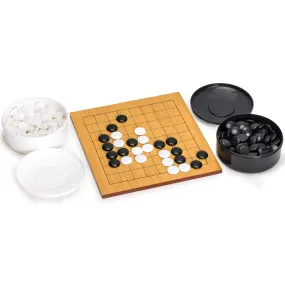 Beechwood Veneer 0.4-Inch Etched Beginner's 9x9 Go Game Set Board with Single Convex Melamine Stones