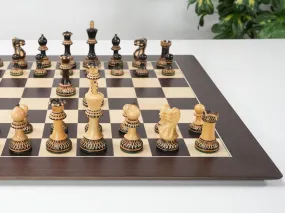 Burnt Grandmaster Chess Men on Wenge Barcelona Board