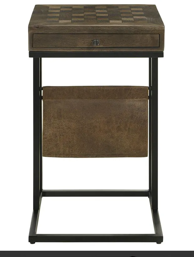 Chessie 1-drawer Square Side Table With Leatherette Tobacco And Black