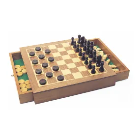 Deluxe Wooden Chess/Checkers/Draughts