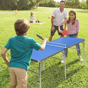 Foldable 152cm Ping Pong Table Set, PVC MDF, Indoor/Outdoor