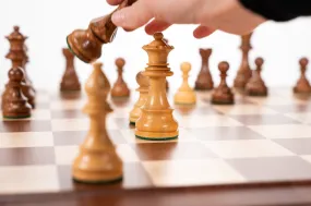 French Series Chess Men on Maple and Walnut Hardwood Board