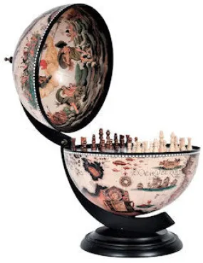 Old World Globe Tabletop Chess Set