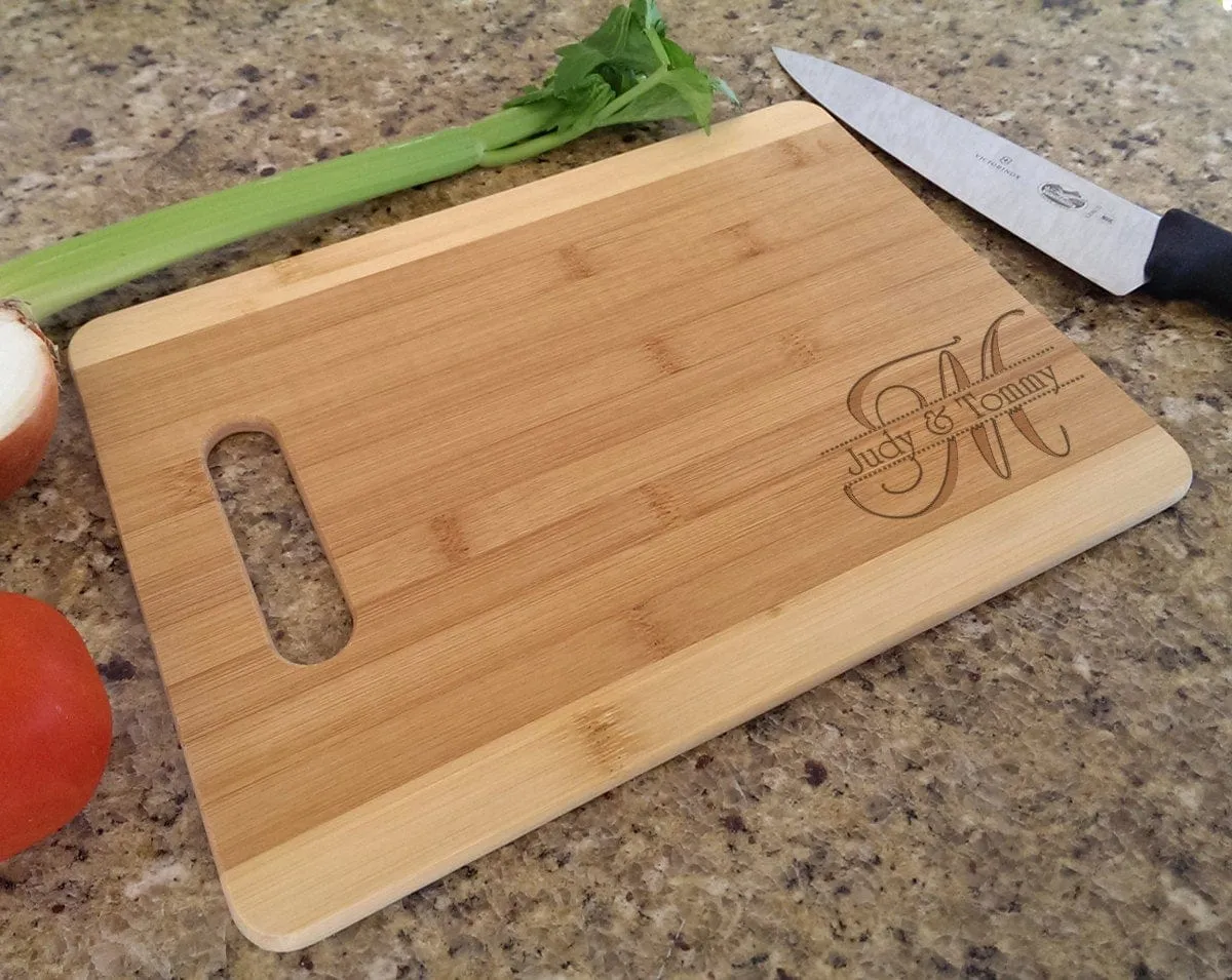 Personalized Cutting Board Bamboo Wood Custom Cutting Board Initial Laser Engraved Design For Wedding Gift Anniversary Gift Christmas Gift