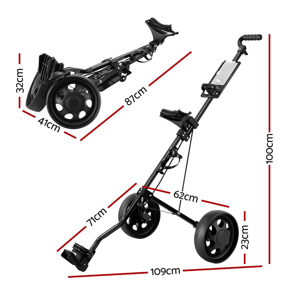 Quick Folding 2-Wheel Golf Buggy w/Cup Holder - Everfit