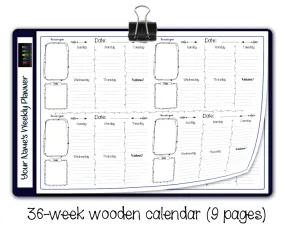 "Cool cars" weekly planner (wooden)