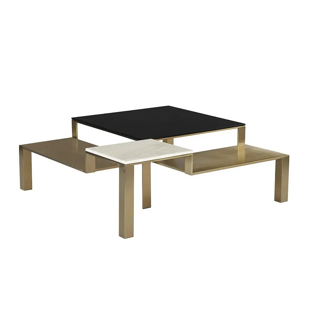 Saber Coffee Table With Marble And Champagne Gold Finish