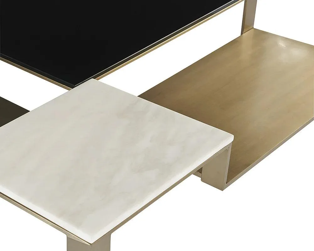 Saber Coffee Table With Marble And Champagne Gold Finish