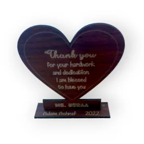 Teacher wooden heart stand