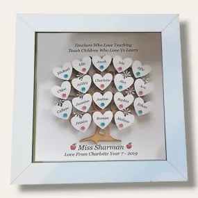 Tree of hearts shadow box for teacher