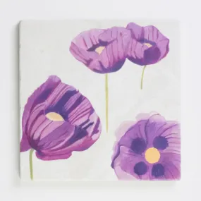 Trivet - Purple Poppies on Snow