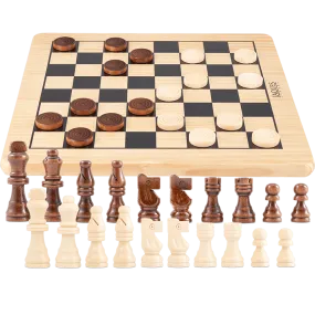 Wooden Chess Set - Chess Set Including Draughts Pieces