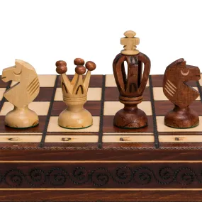 Wooden European International Chess Set, 19 x 18.5 Inches, "Royal 48"