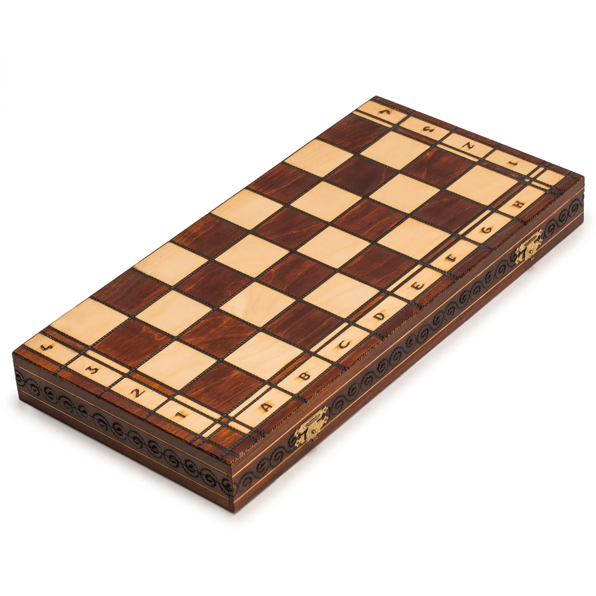 Wooden European International Chess Set, 19 x 18.5 Inches, "Royal 48"